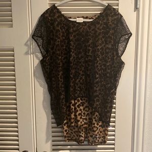 Chico’s Lace and Animal Print Top Chico’s Size 3, Size 16